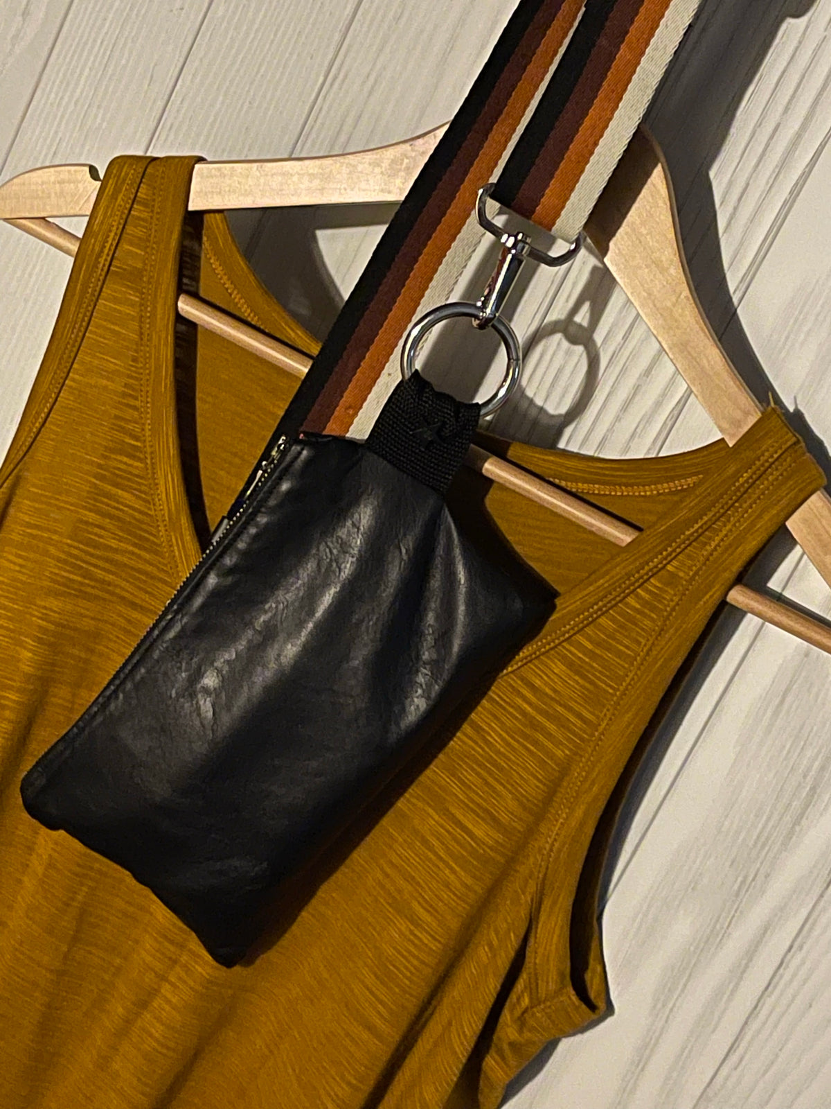 STRAP - BLACK + COCOA + RUST STRIPE