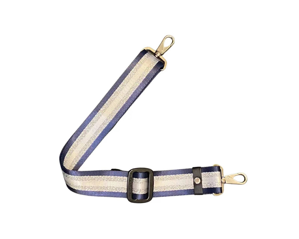 STRAP - NAVY + SILVER+ WHITE STRIPE